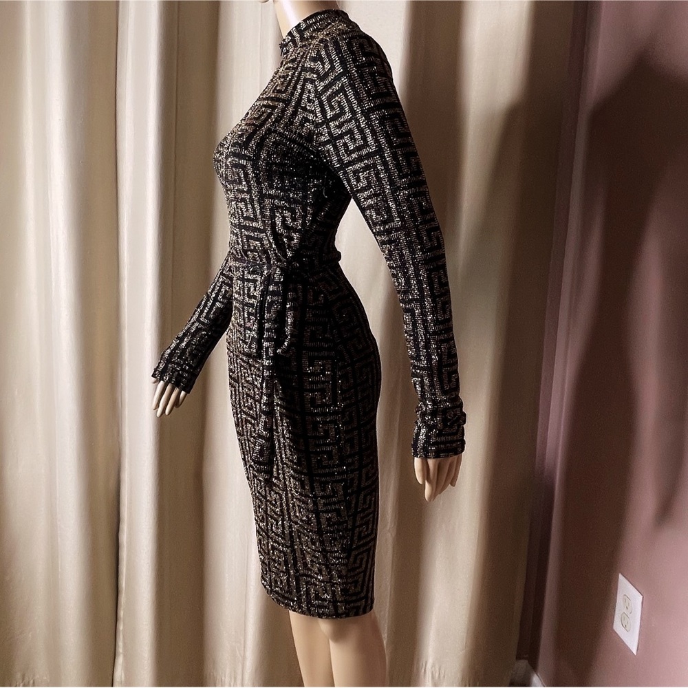 Black & Gold Midi Dress